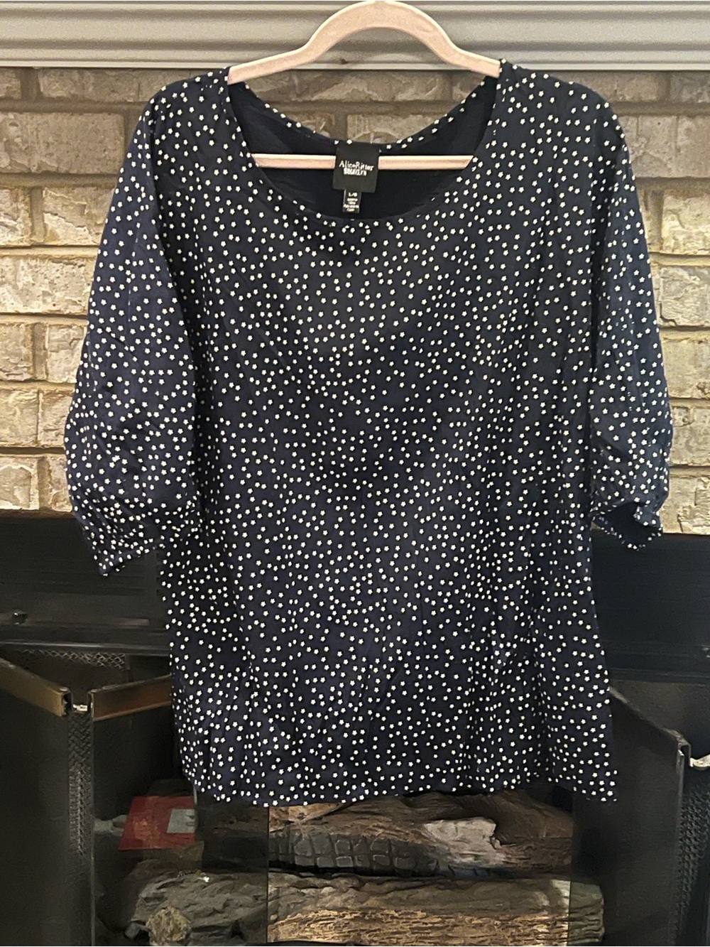 Alice Ritter Brooklyn Navy White Polka Dot Long Sleeve shirt